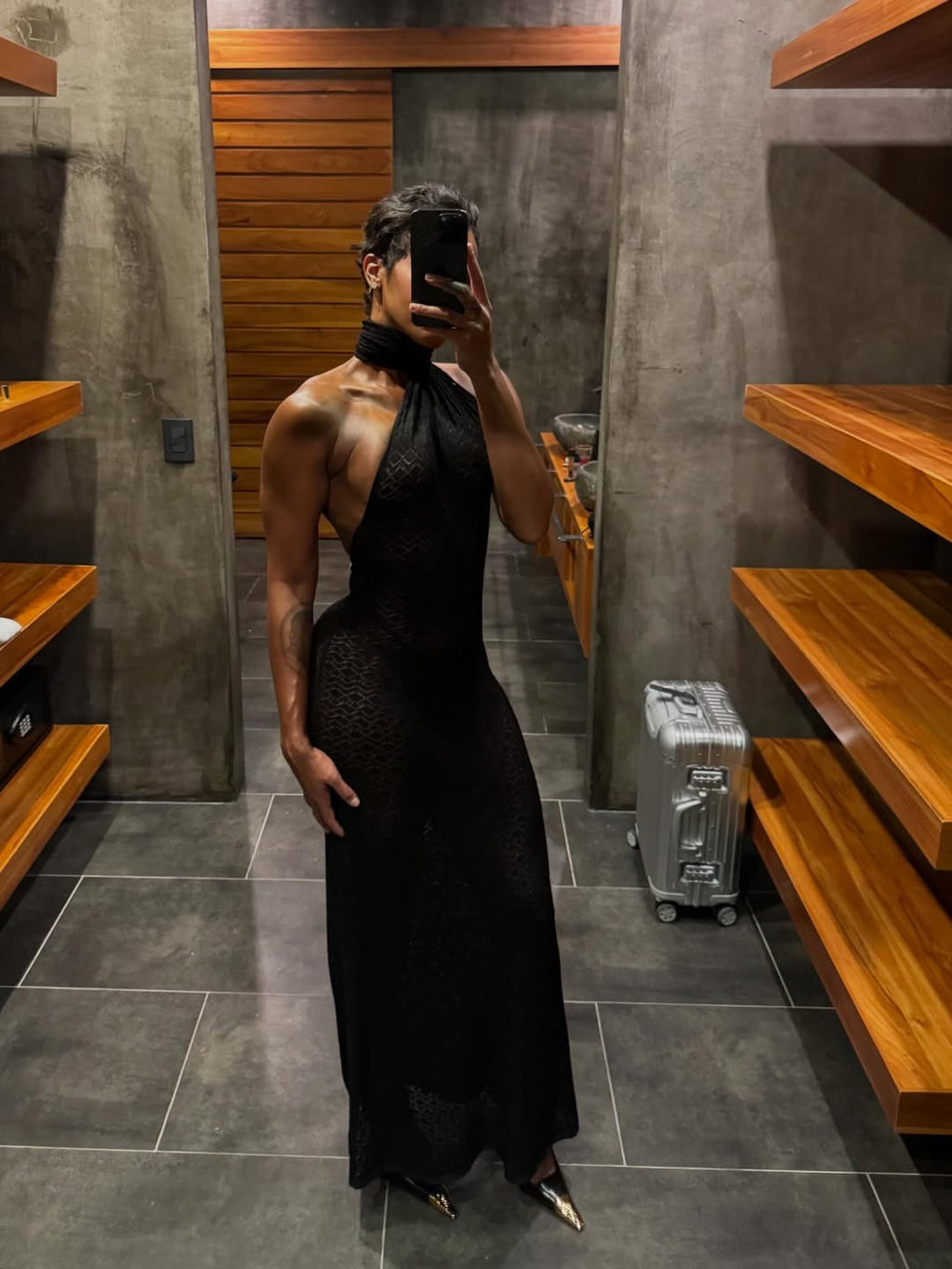 Hollow-Out Halter Maxi