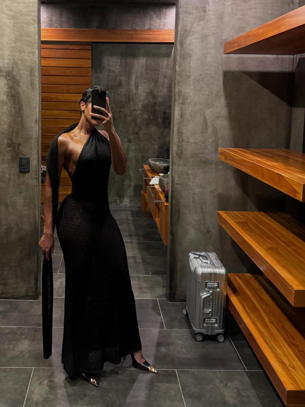 Hollow-Out Halter Maxi