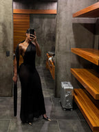 Hollow-Out Halter Maxi