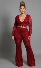 Lace Shirt Pants Co-Ord