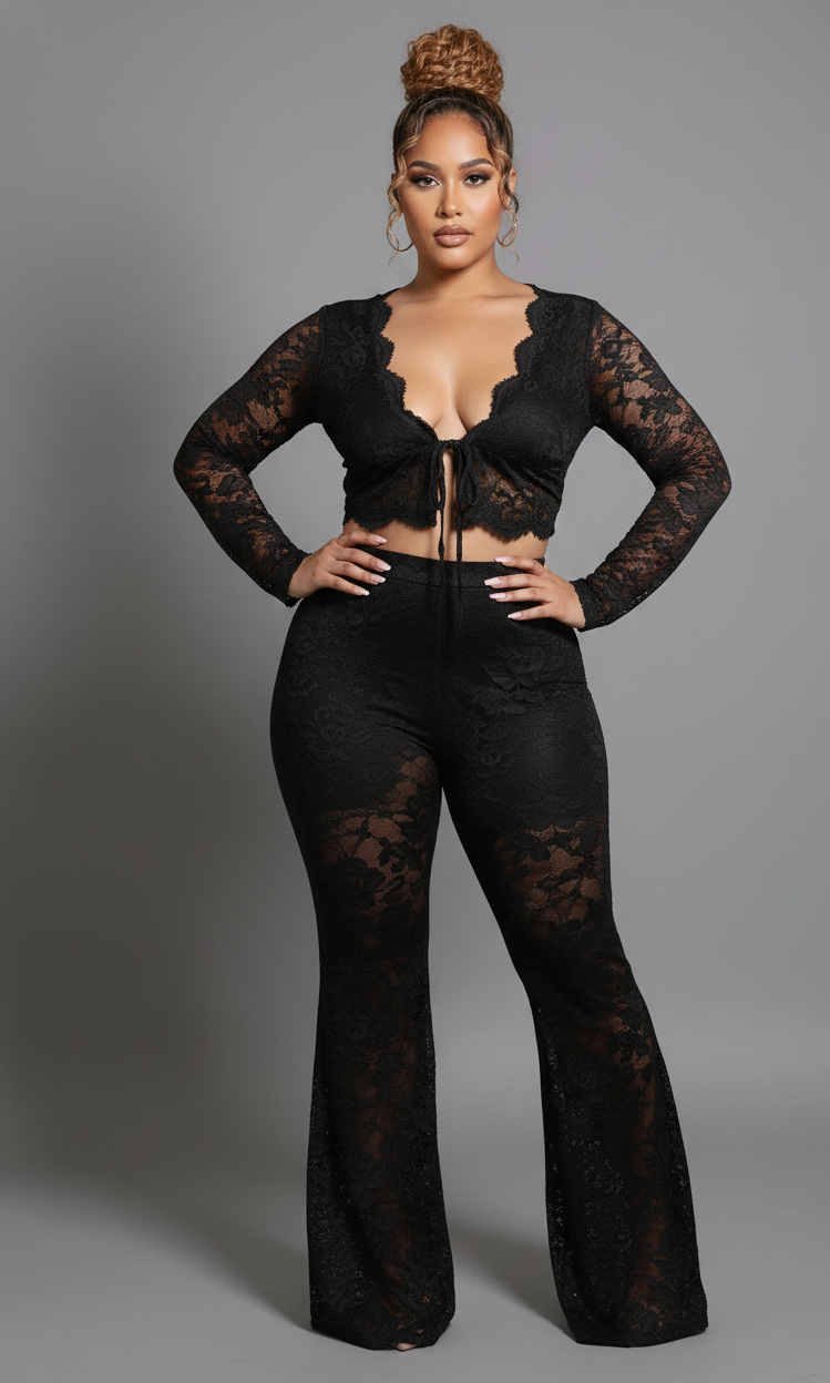 Lace Shirt Pants Co-Ord