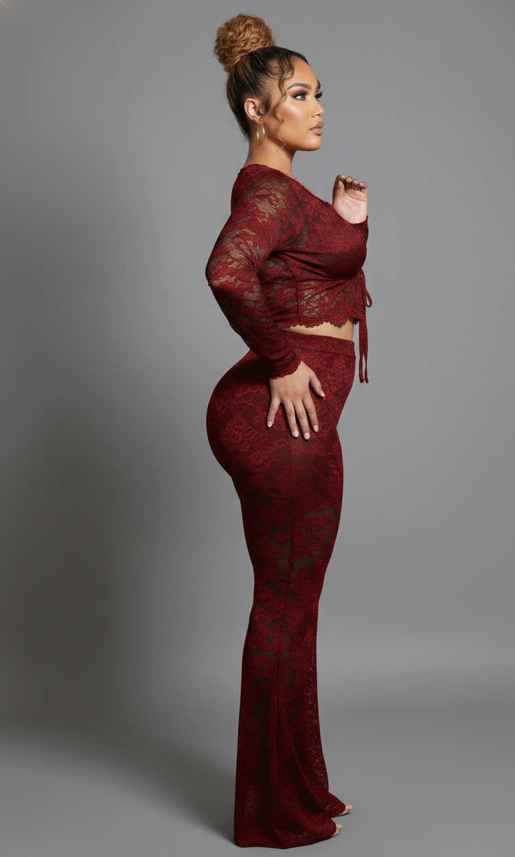 Lace Shirt Pants Co-Ord