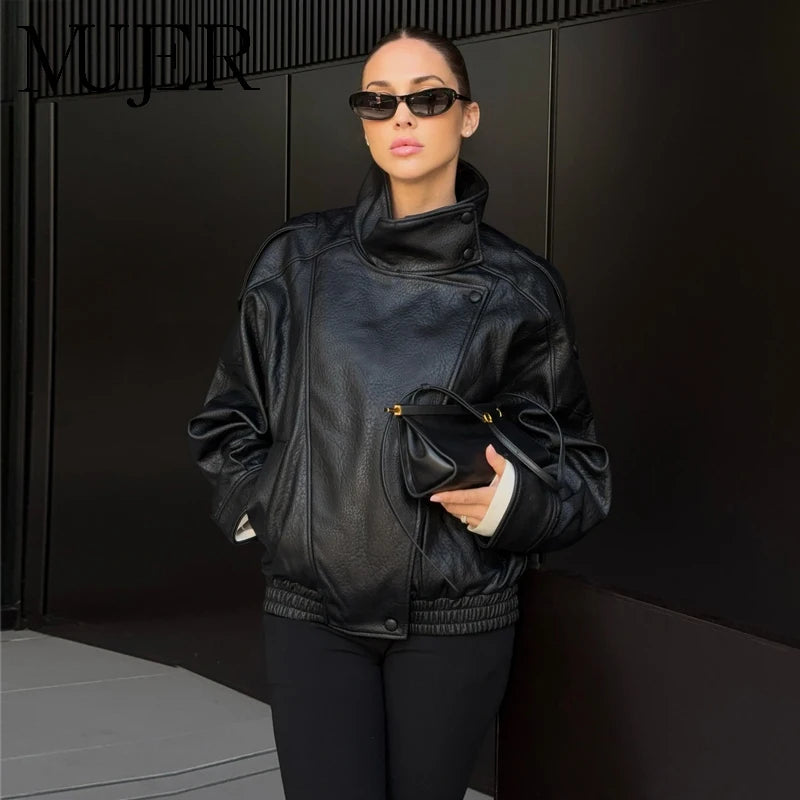 Modern Faux Leather Jacket