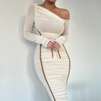Diagonal Shoulder Mesh Midi