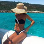 Black White Backless Monokini