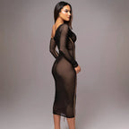 Diagonal Shoulder Mesh Midi