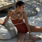 Black White Backless Monokini
