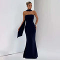 Elegant Scarf-Neck Maxi Dress