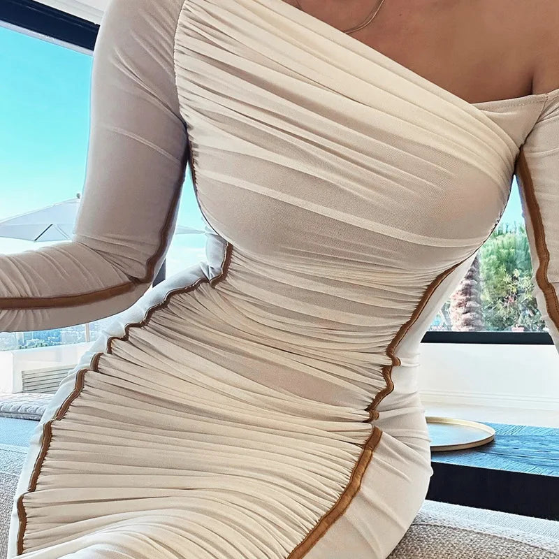 Diagonal Shoulder Mesh Midi