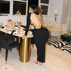 Elegant Backless Black Maxi