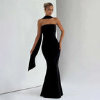 Elegant Scarf-Neck Maxi Dress