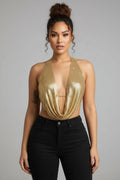 Shiny Halter Sequin Top