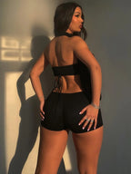 Pleated Backless Party Playsuit