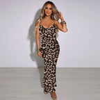 Leopard Backless Cami Maxi Dress