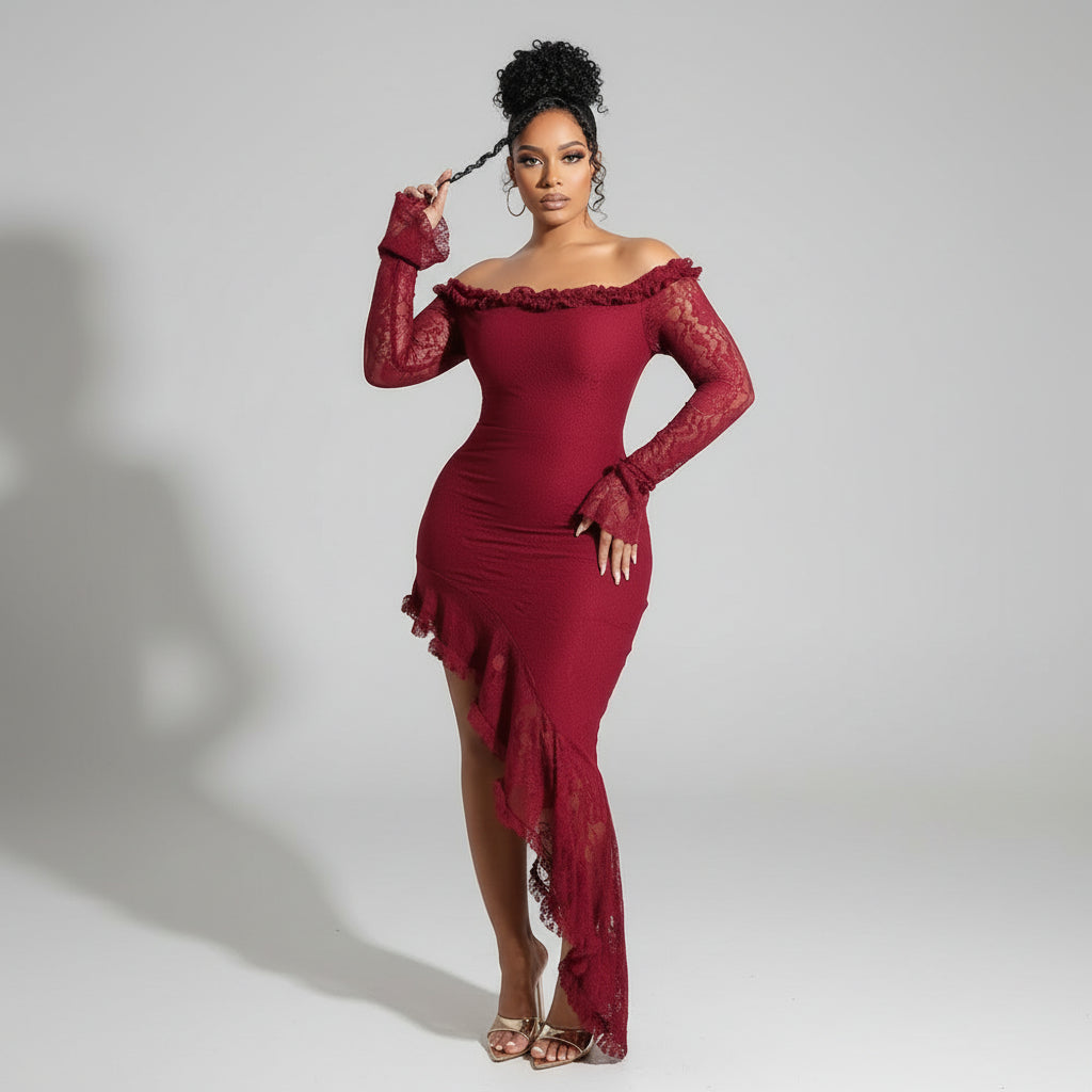 Modern Asymmetric Bodycon Maxi Dress