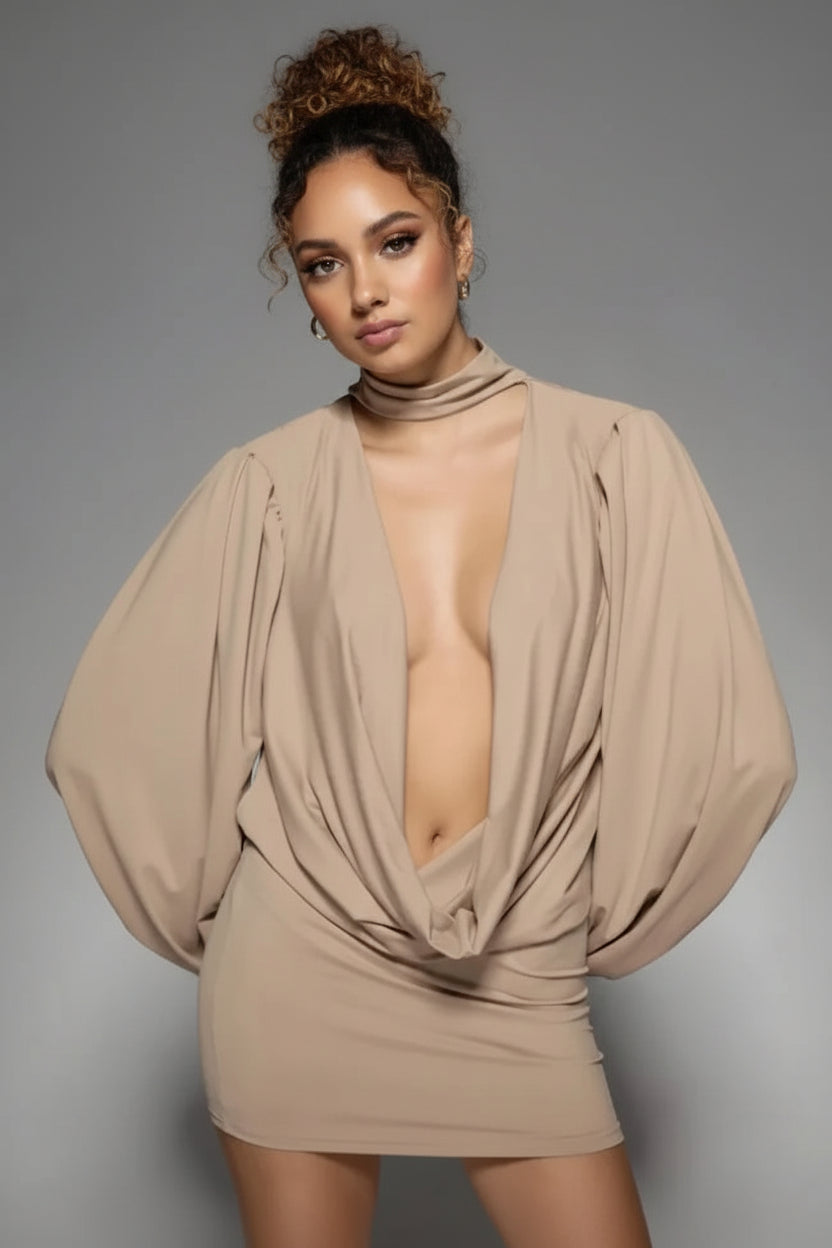 Deep V Bodycon Mini Dress