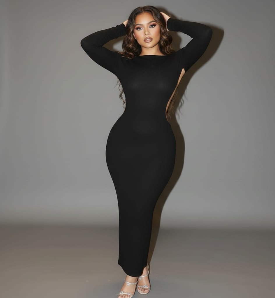 Elegant Backless Black Maxi