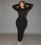 Elegant Backless Black Maxi