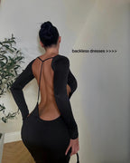 Elegant Backless Black Maxi