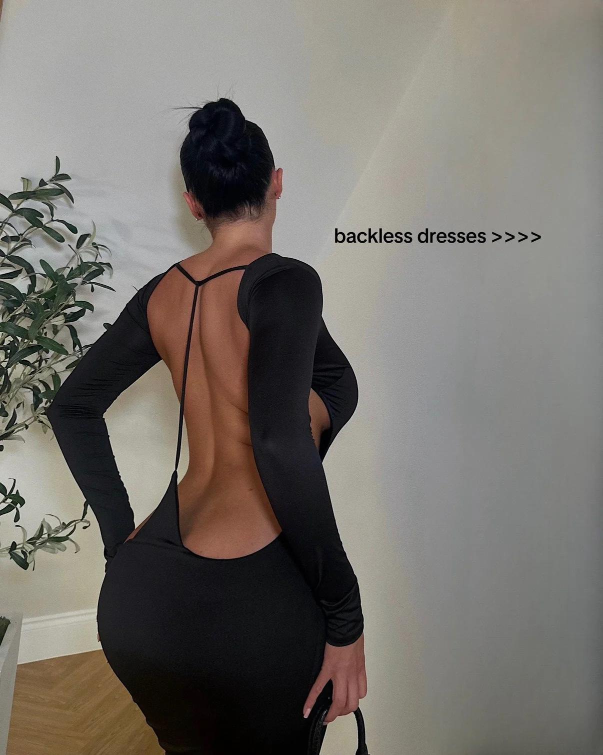 Elegant Backless Black Maxi