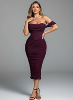 Sweetheart Ruched Midi Dress