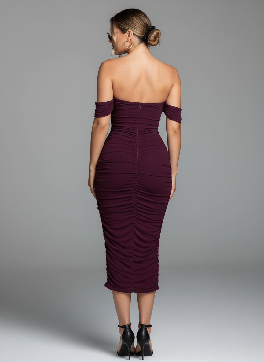 Sweetheart Ruched Midi Dress